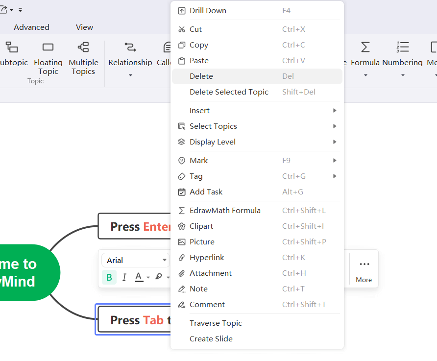 Deleting Selected Topics