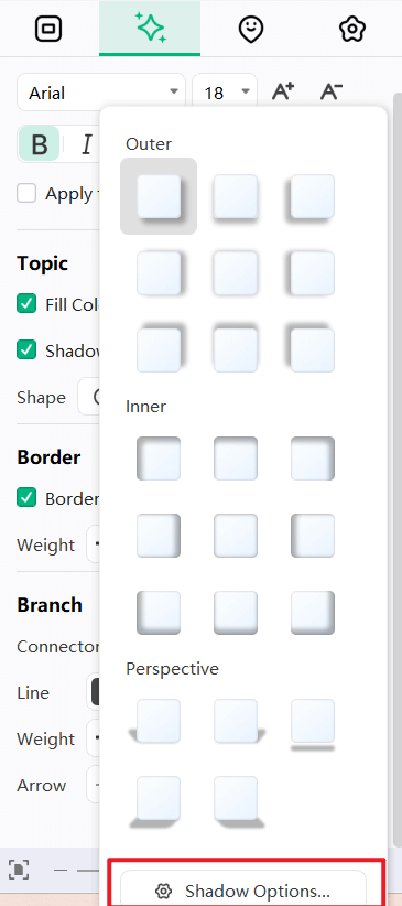 Modifier l'ombre des formes du sujet