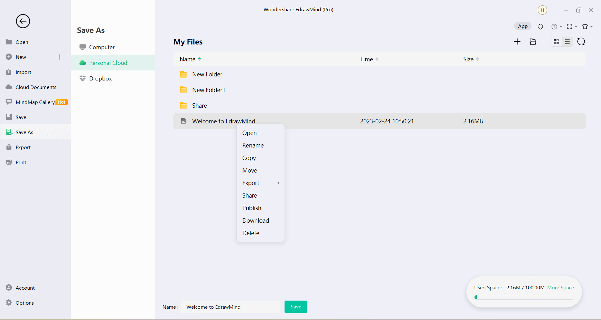 Mind Maps freigeben