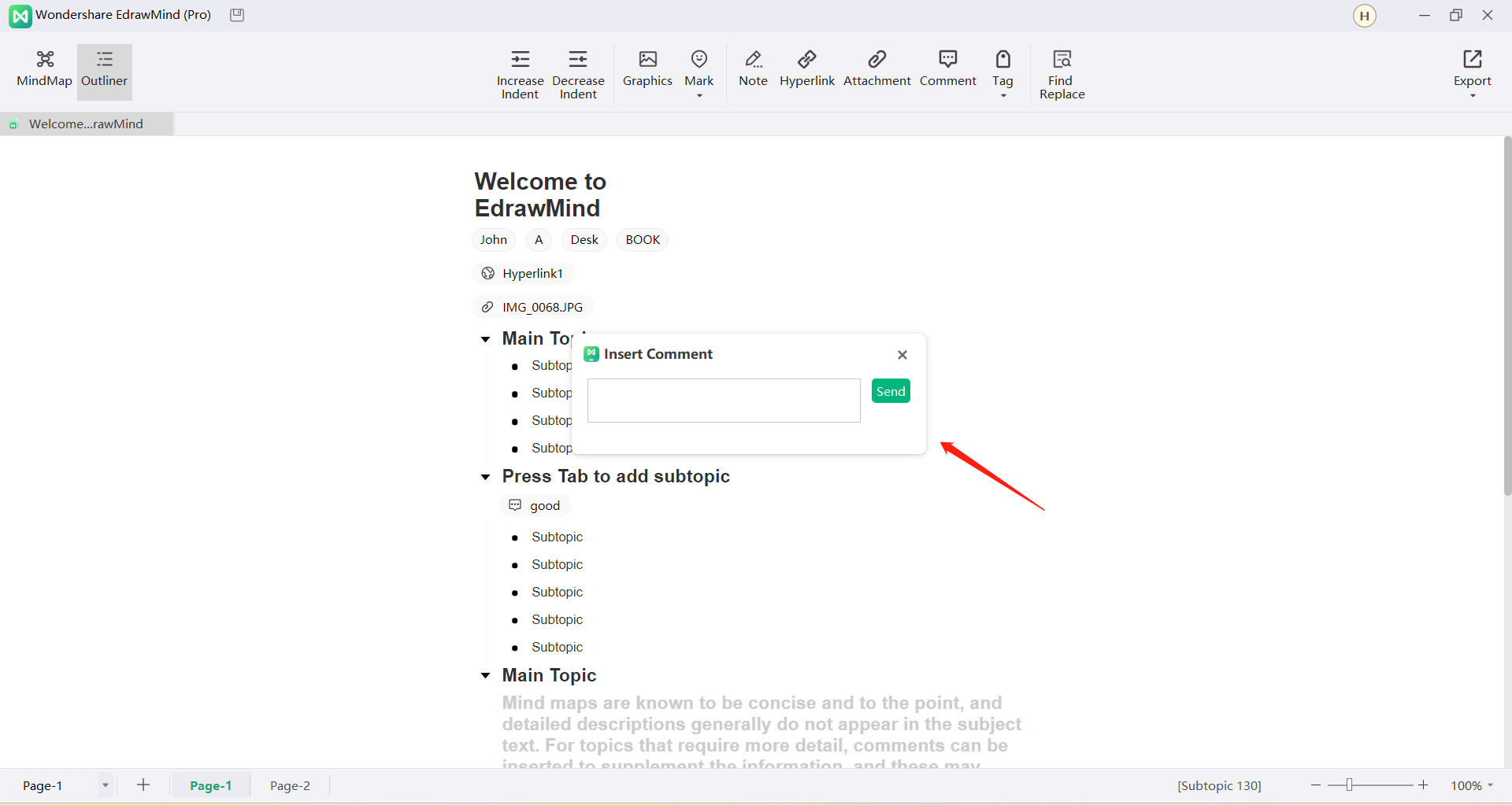 Modifica dei testi degli argomenti