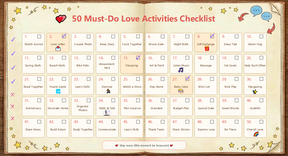 バレンタインにやりたいことチェックリスト50選