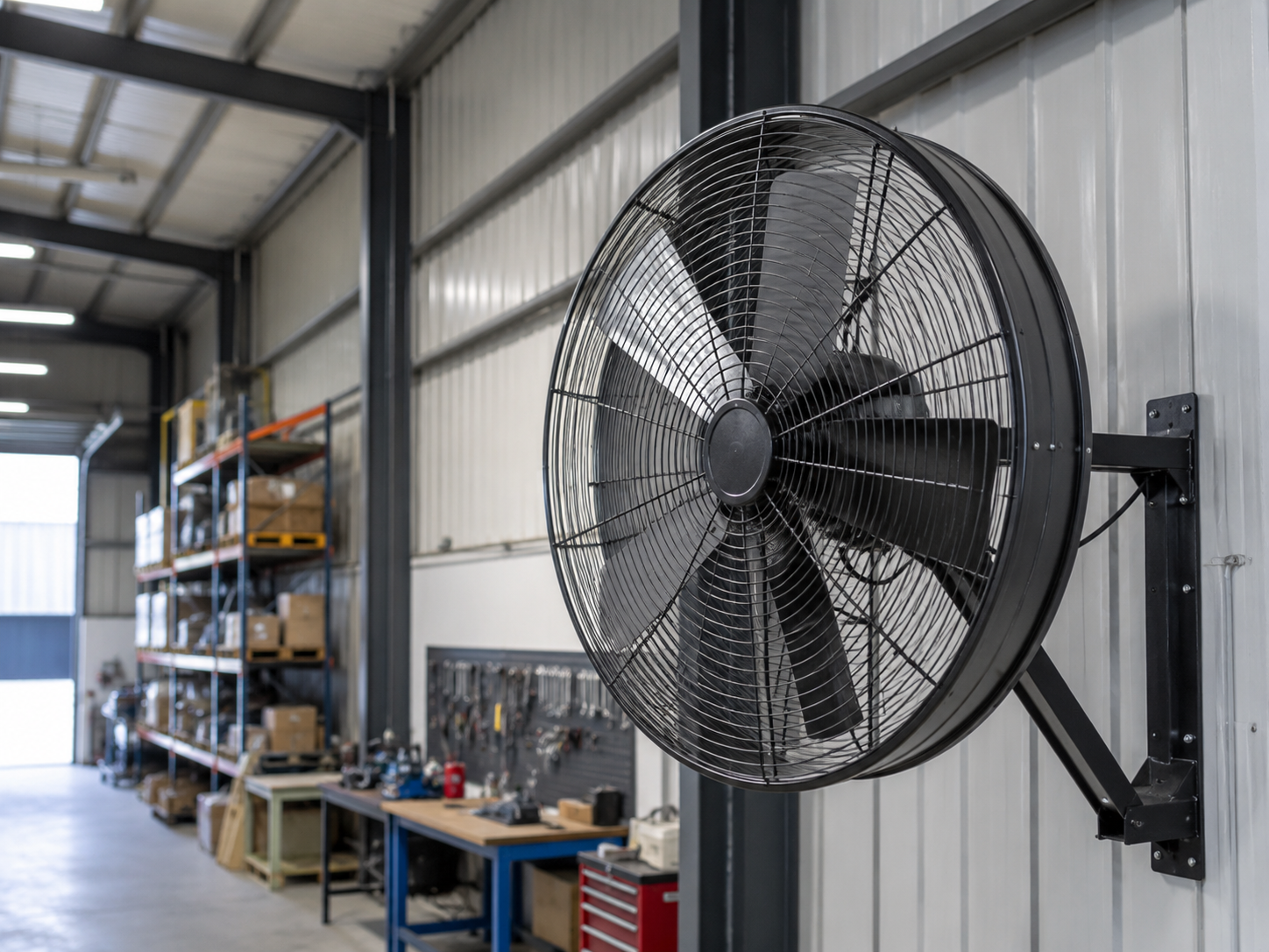 vista del ventilatore industriale usata come riferimento visivo per il collegamento