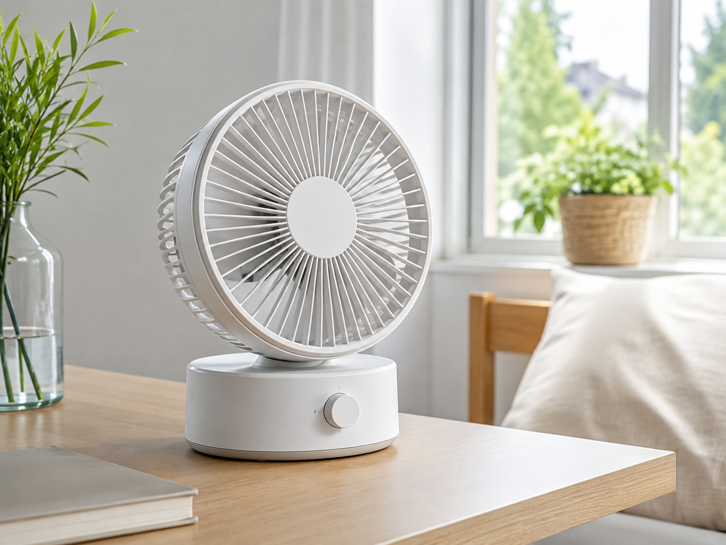 vista del ventilatore portatile usata come riferimento visivo per il collegamento