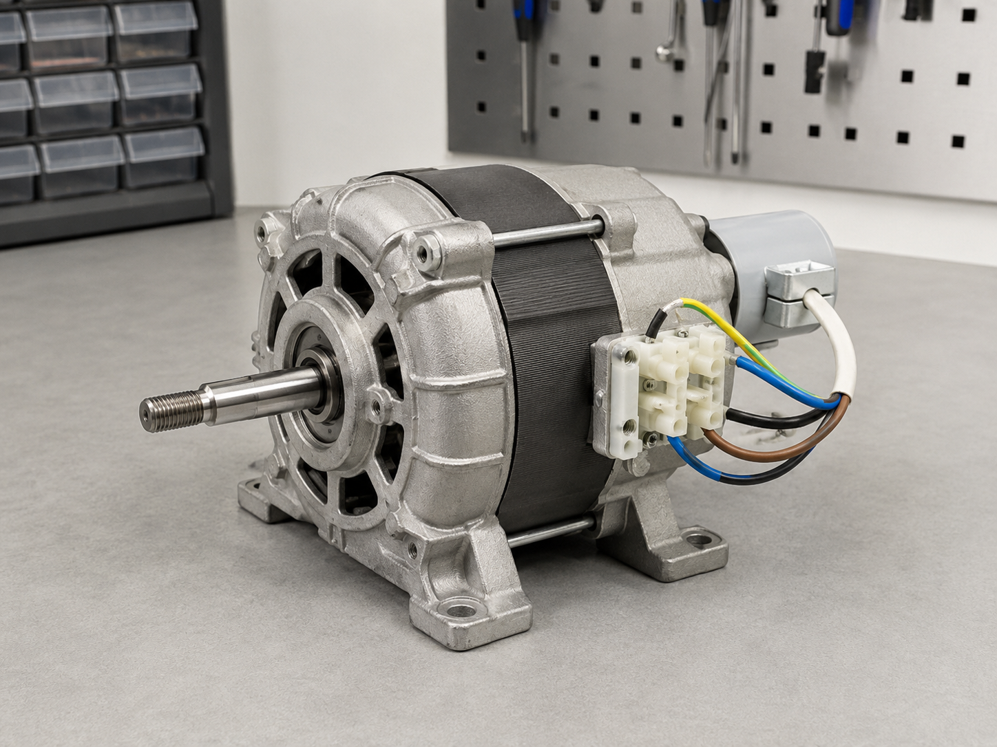 vista del motore del ventilatore monofase usata come riferimento visivo per il collegamento