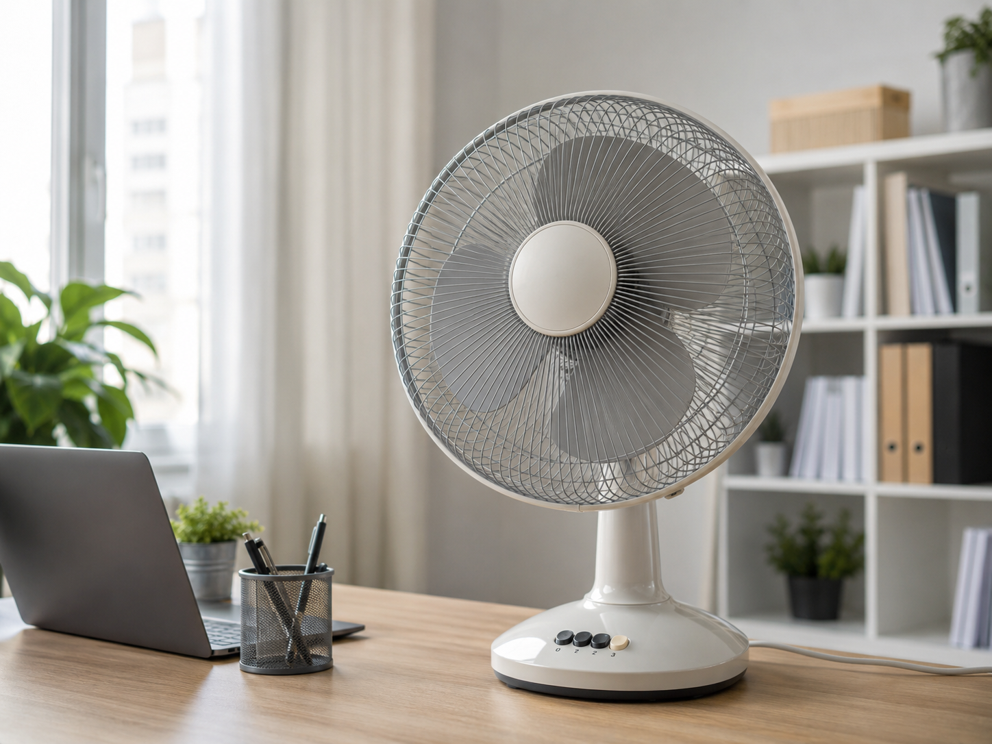vista del ventilatore da tavolo usata come riferimento visivo per il collegamento
