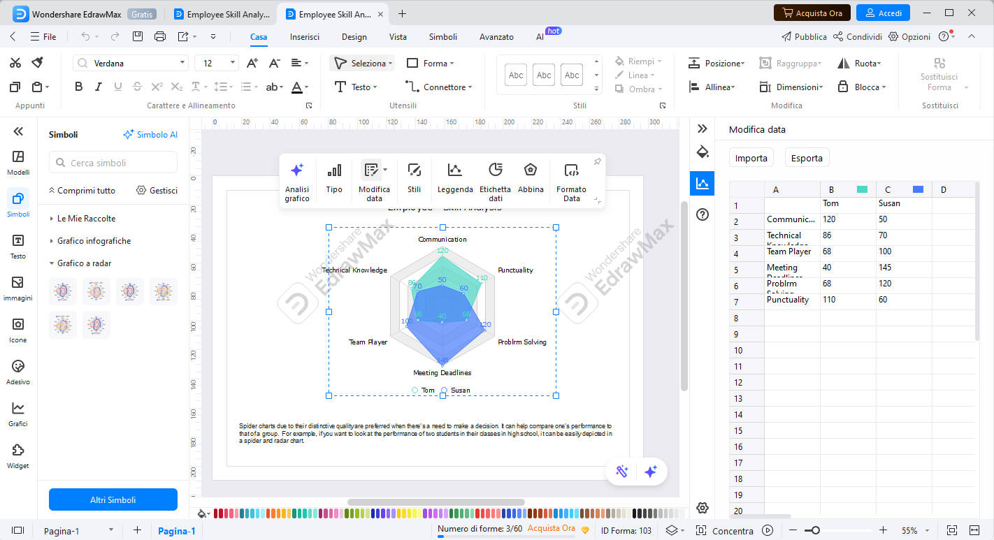 inserimento dati radar EdrawMax
