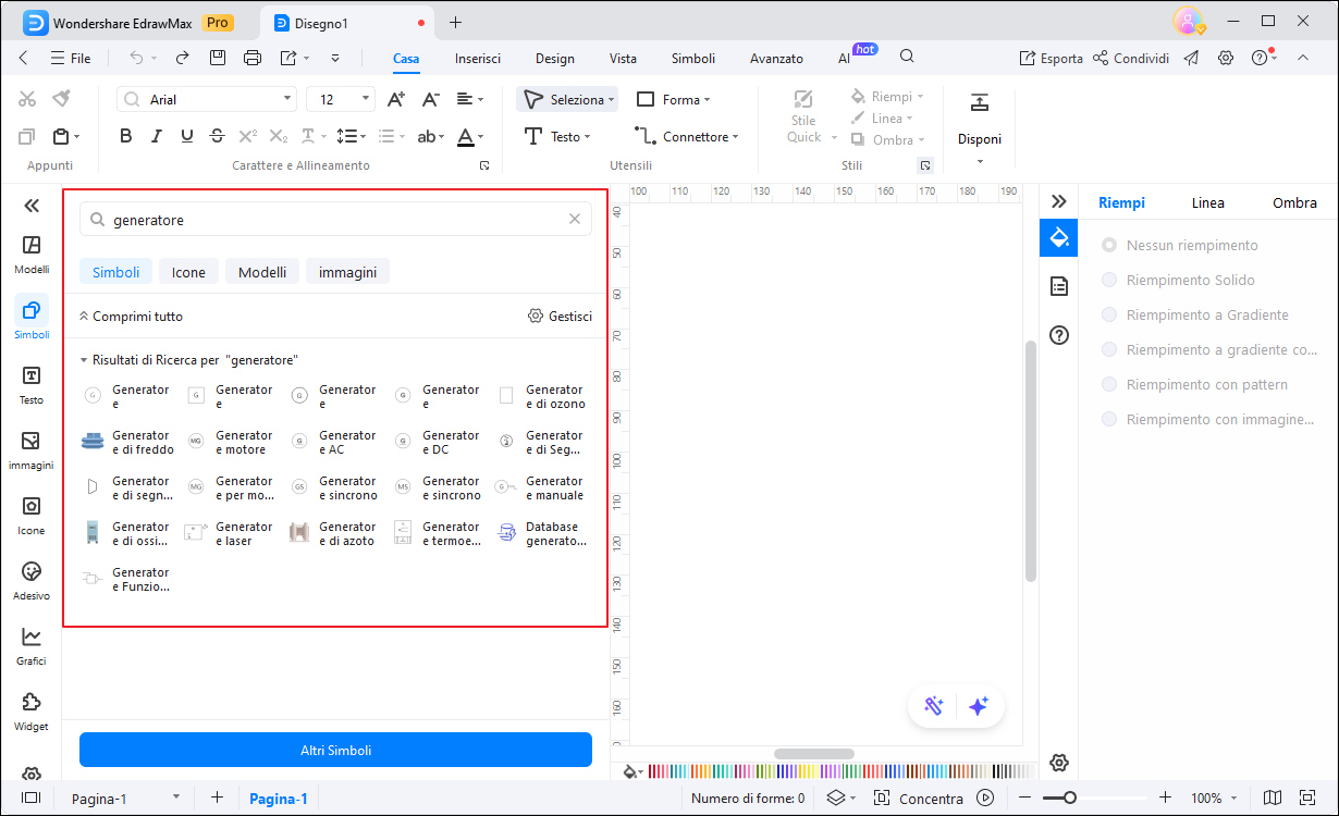 Simboli del generatore già pronti in EdrawMax