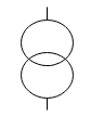 2巻線変圧器の記号：単線図