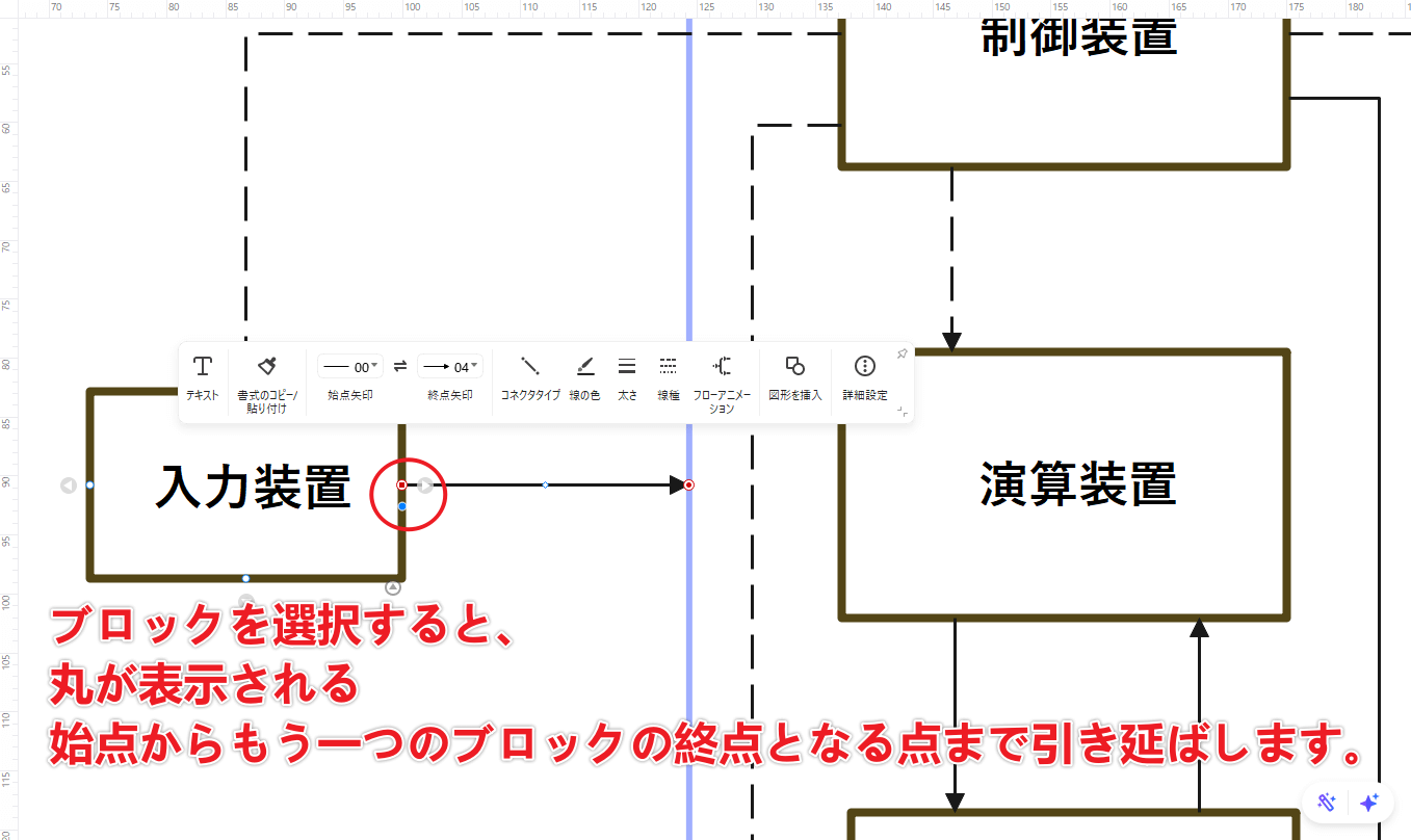 ブロックの間に矢印を挿入する