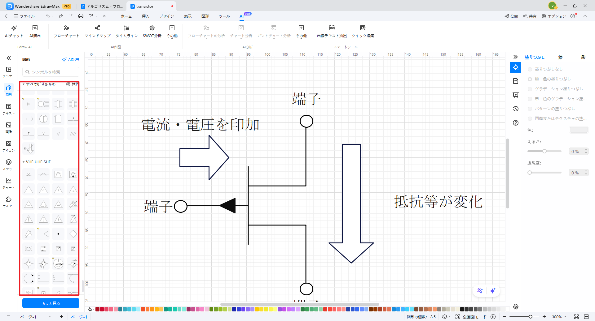 豊富な回路記号とテンプレートが搭載される