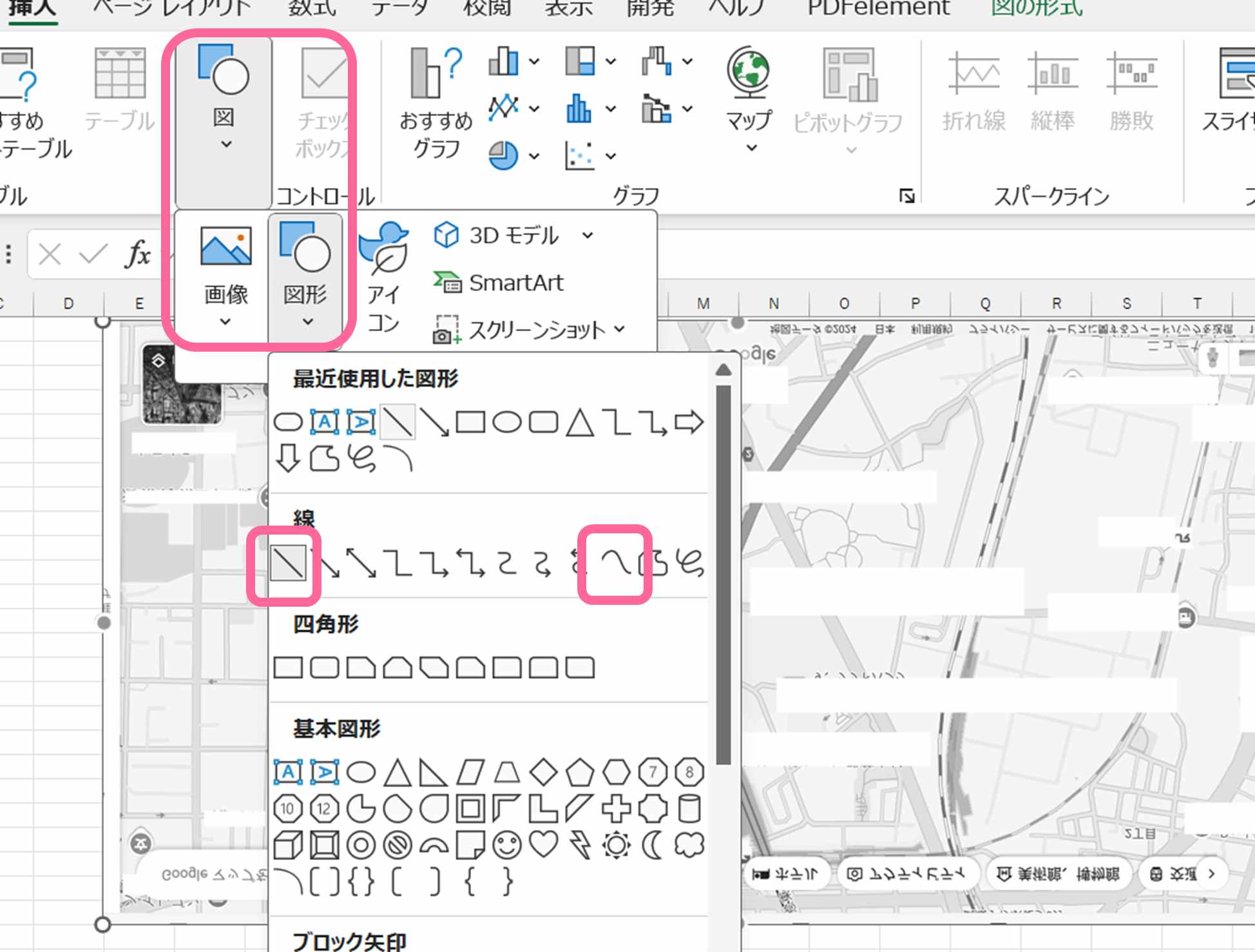 道路と線路を描く