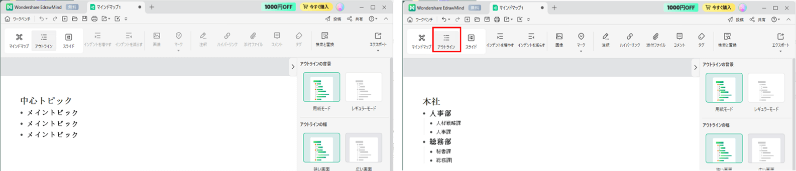 体制図の骨太を作成する