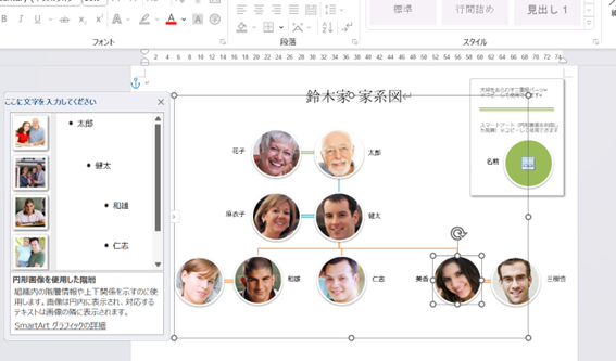 Office365の家系図テンプレート