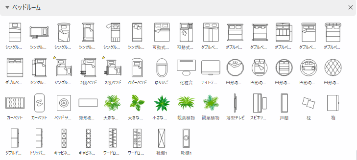 建築図面の記号：ベッドルーム記号