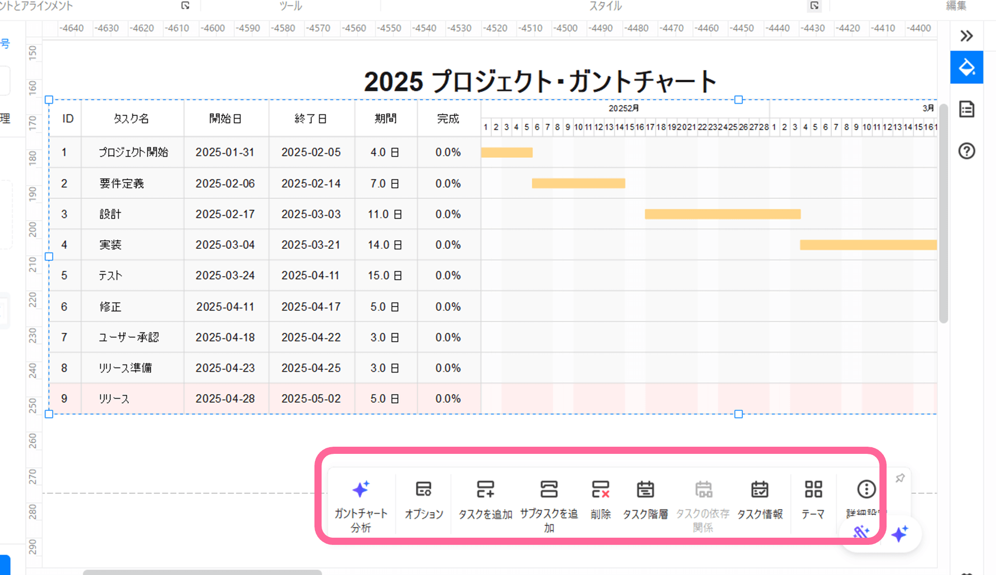 開始日・終了日などの詳細を入力