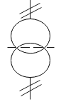 遮蔽付き2巻線単相変圧器：単線図