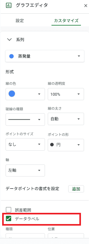 データラベルにチェック