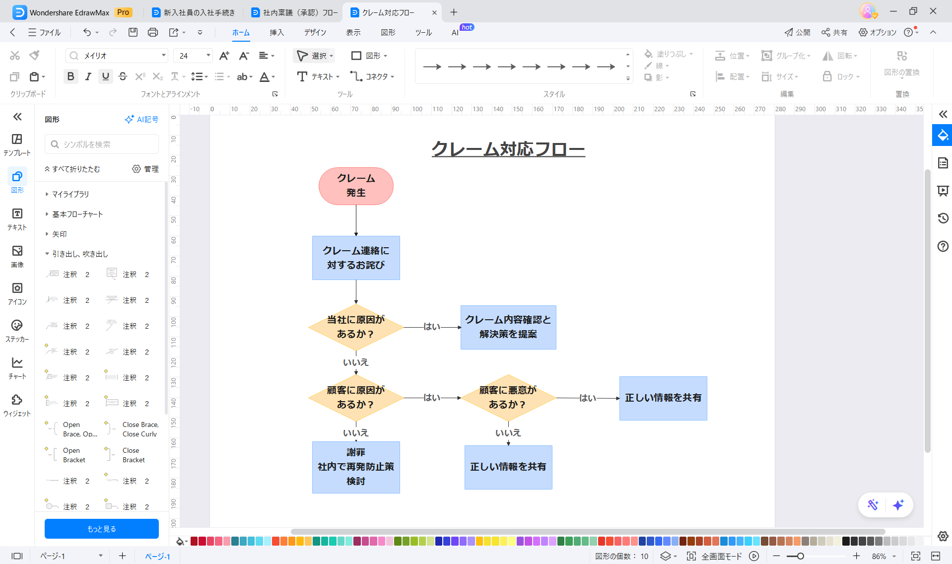 作業フロークレーム対応
