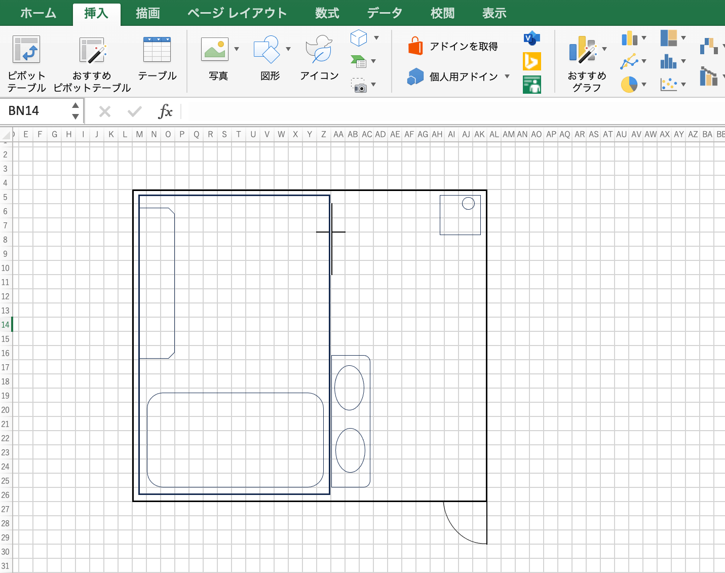 図形機能で描いたレイアウト