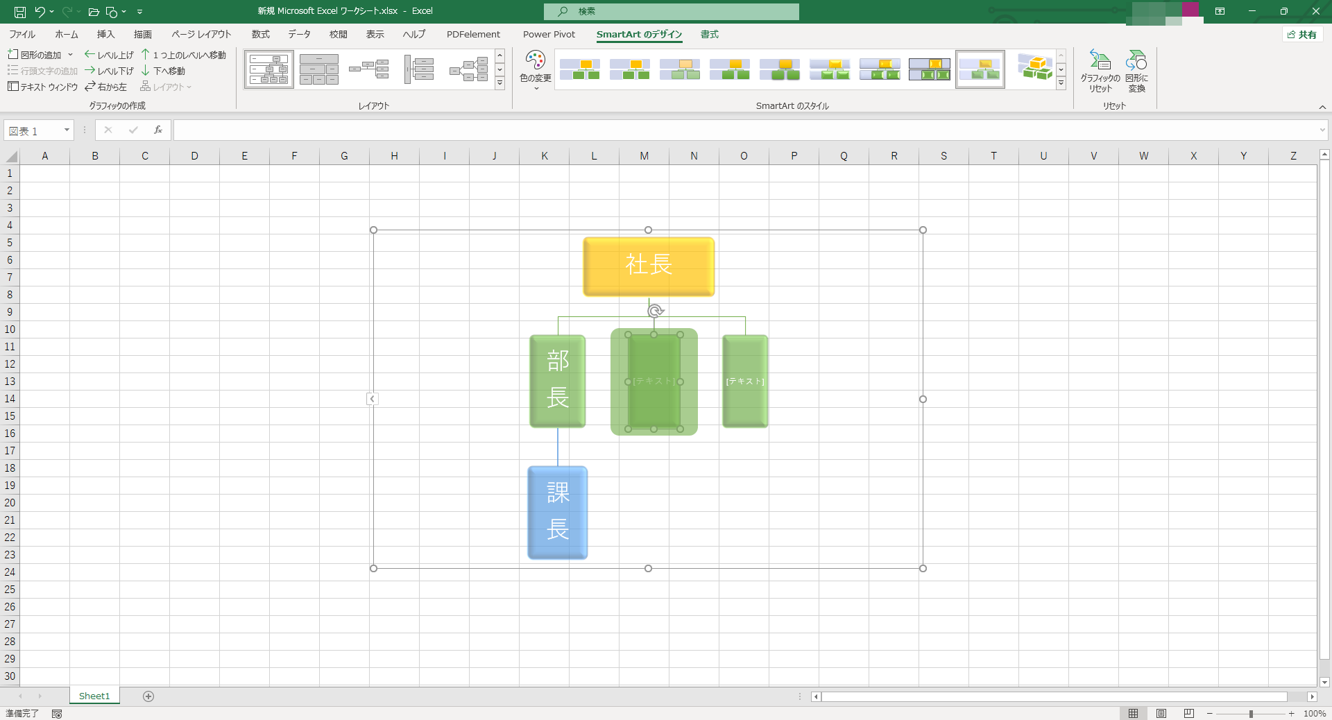 Excel SmartArtで組織図を作る4