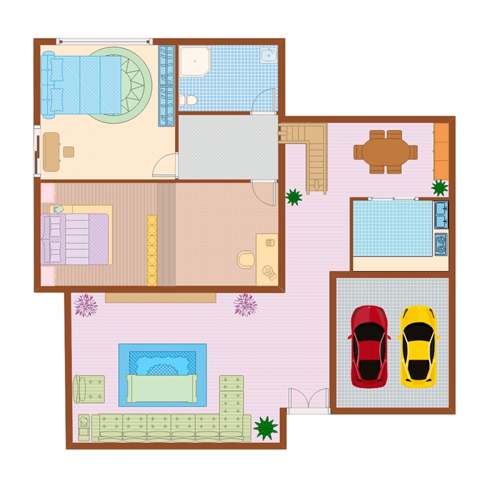 一軒屋の間取り 2階建て