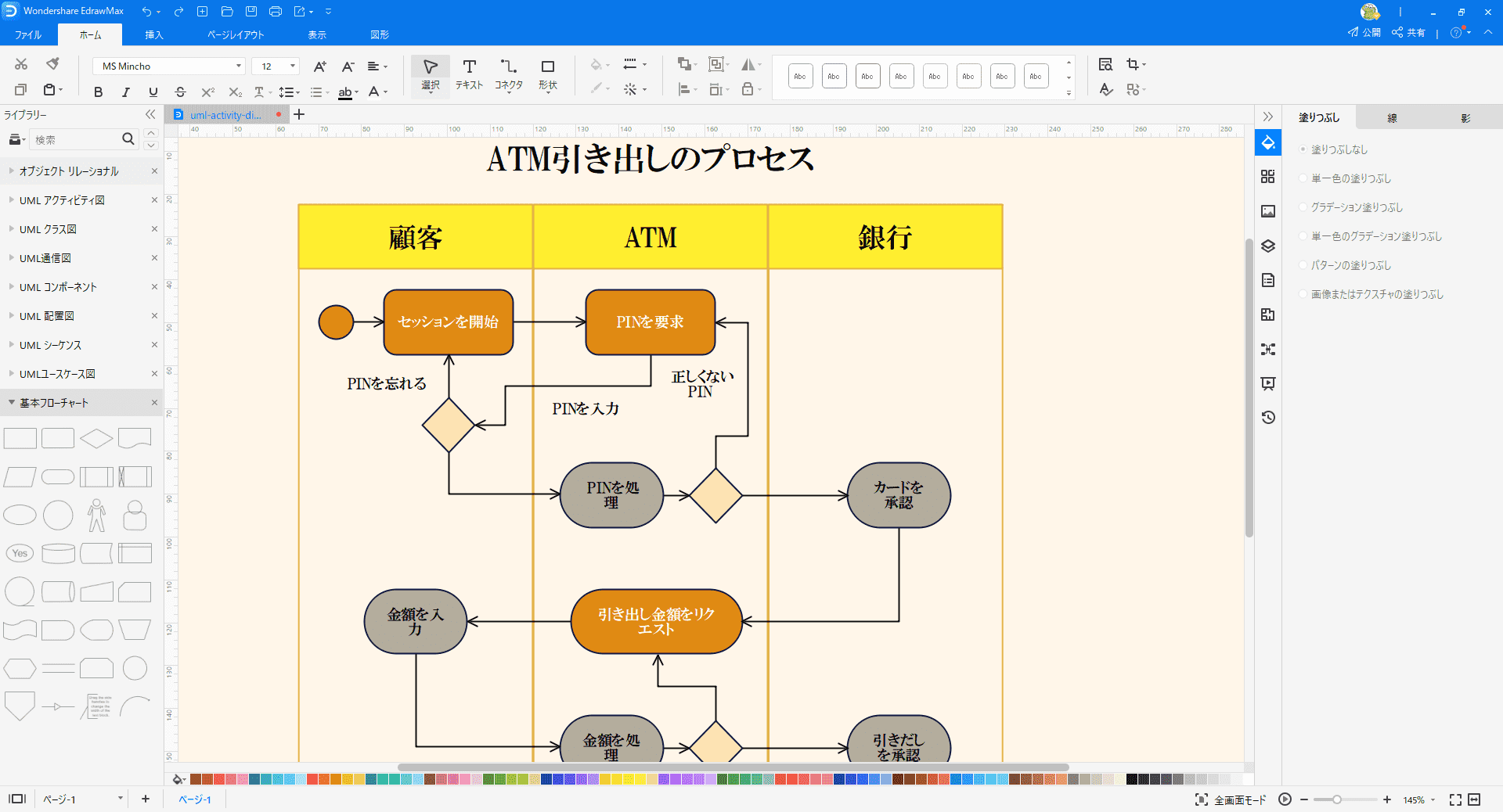 UMLアクティビティ図編集