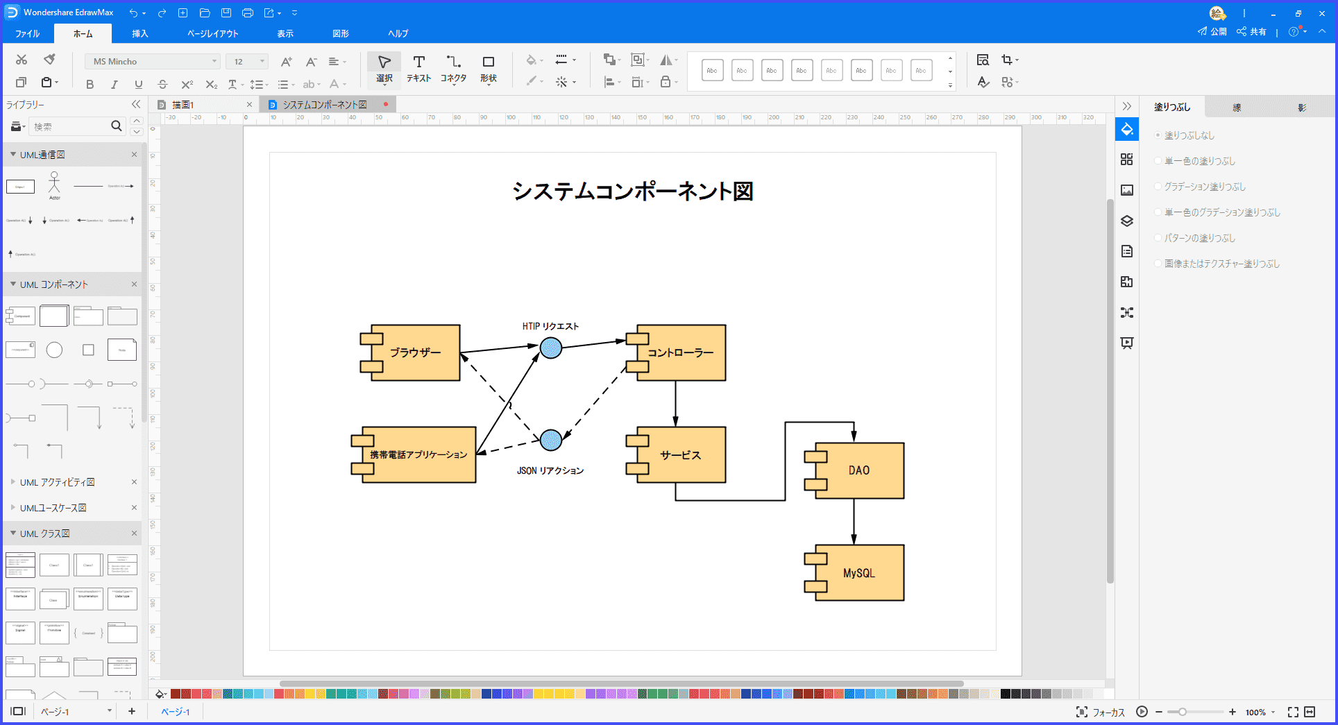 UMLコンポーネント図テンプレート