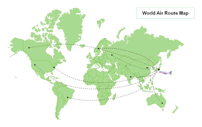 世界地図素材 - 航空路線地図