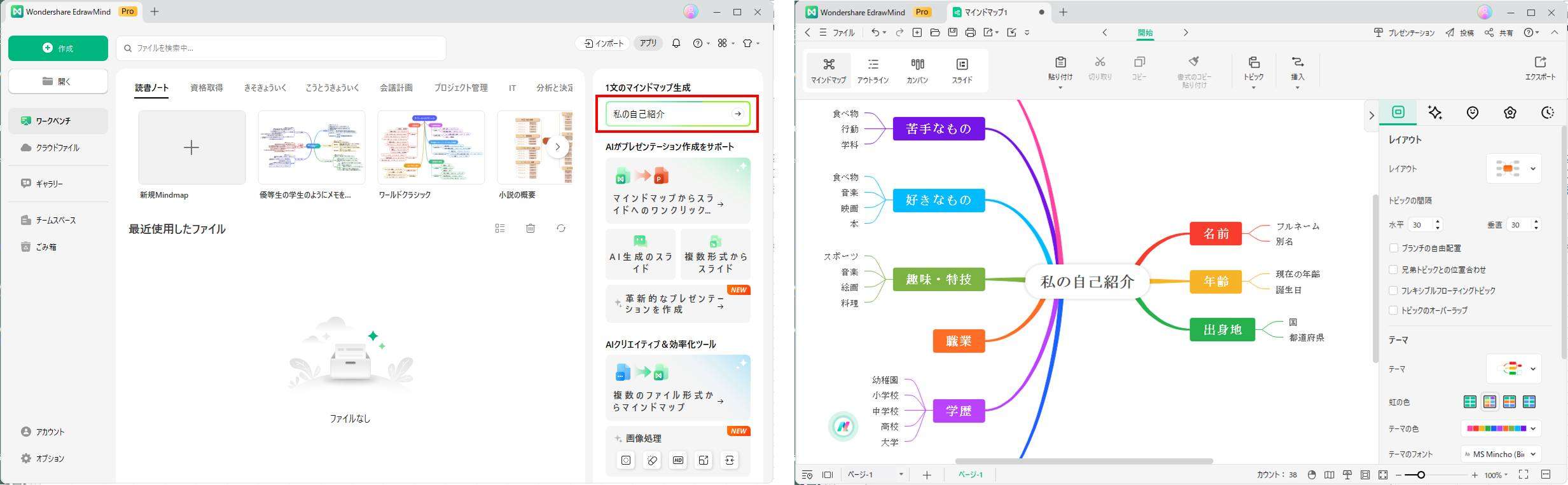 指示文からマインドマップが自動生成