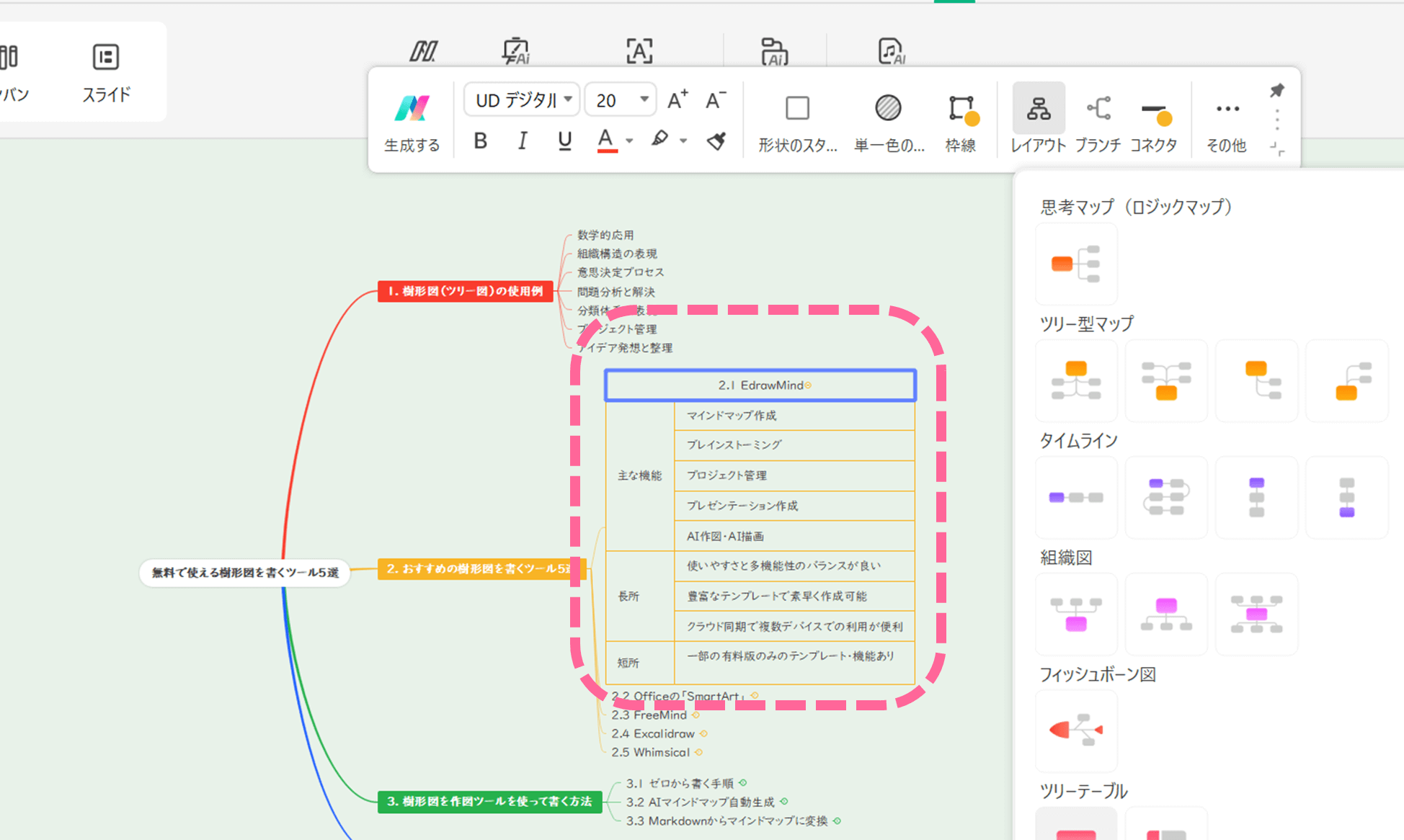 「混合レイアウト」機能で樹形図作成の可能性が大きく広がります