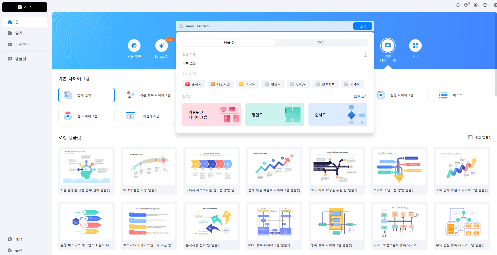 벤 다이어그램 템플릿