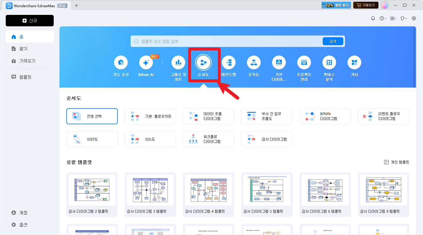 edrawmax 순서도 템플릿