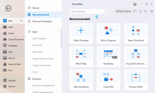 premi per trascinare l'area di disegno