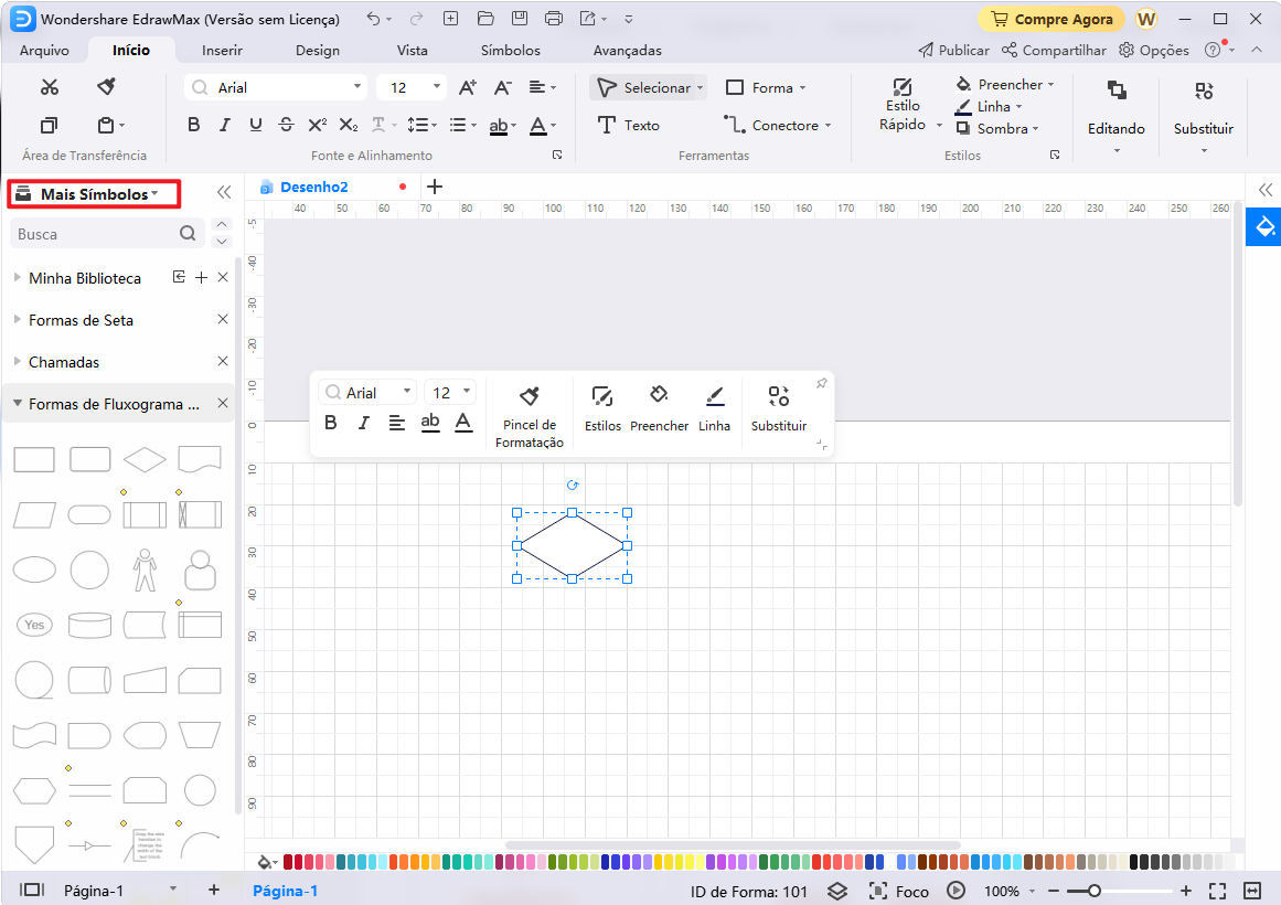 como usar símbolos de fluxograma